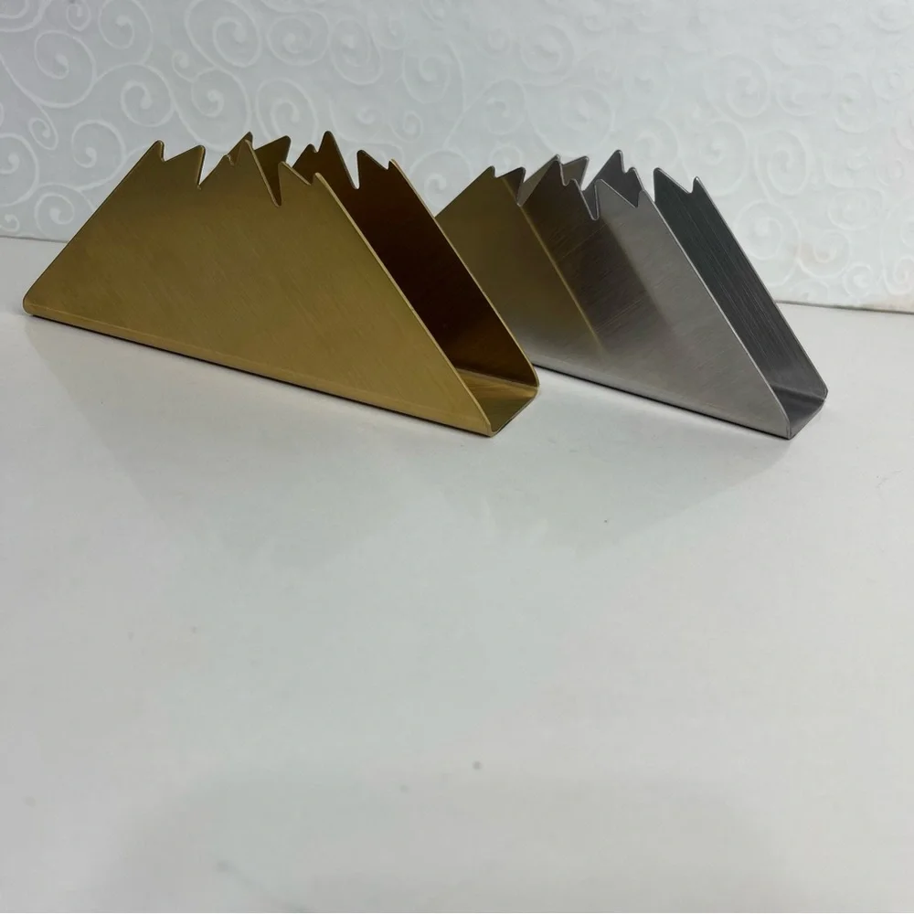 Lot of 2 Napkin triangle holder gold & silver tabletop stainless steel